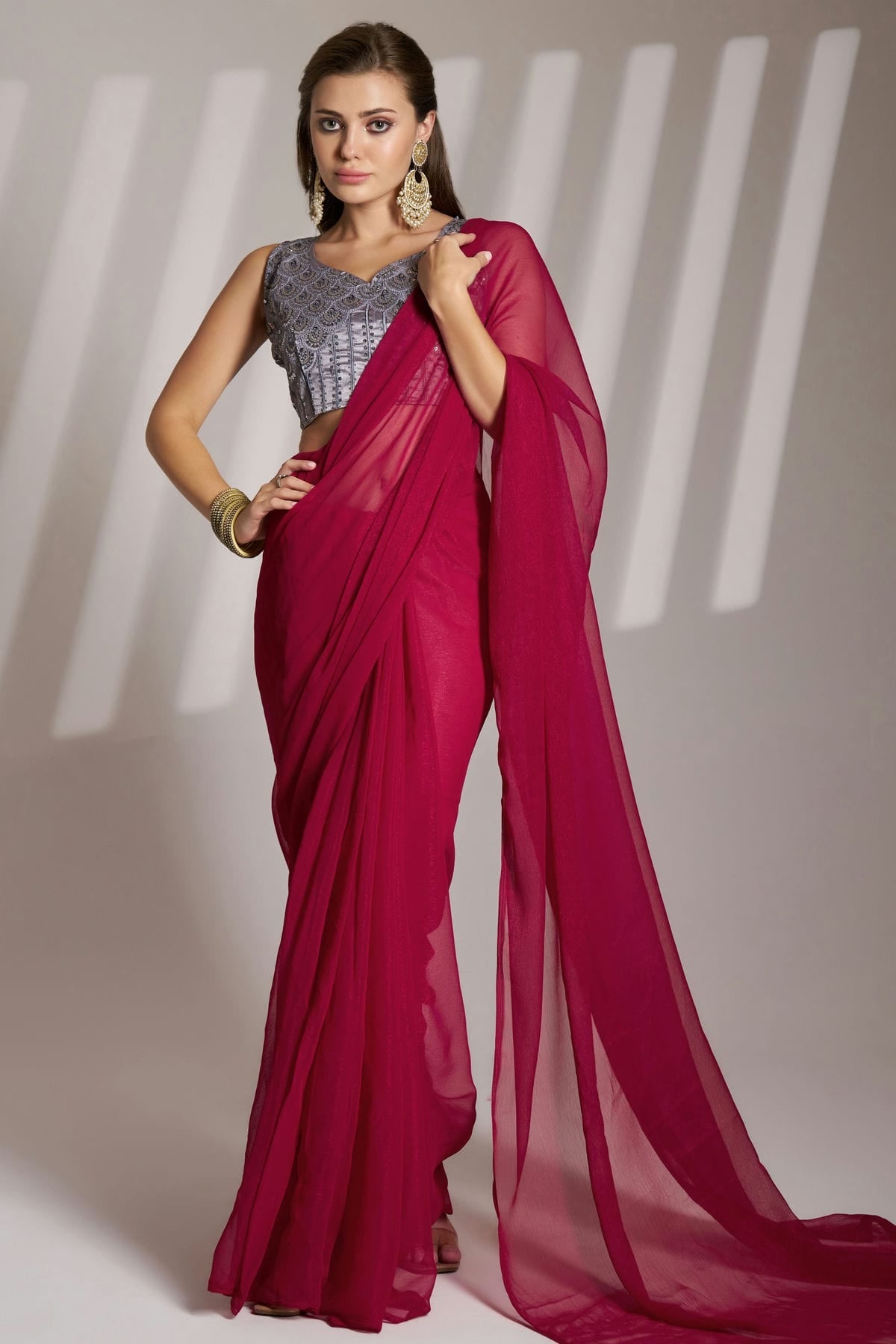 Magenta-Colour-Shimmer-Saree-VSSD1112773