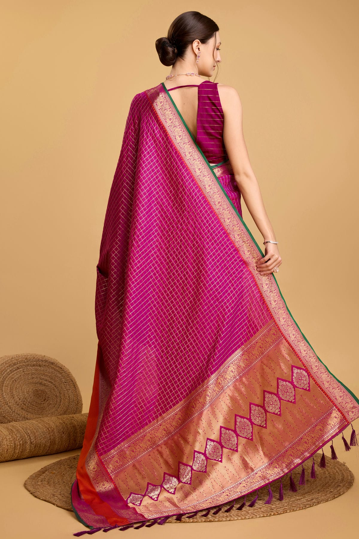 Magenta Colour Silk Saree