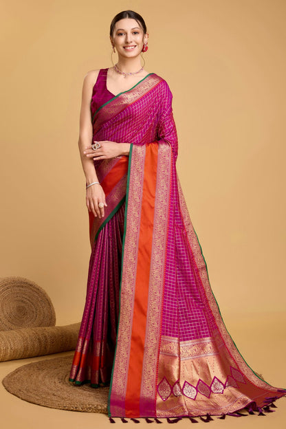 Magenta Colour Silk Saree