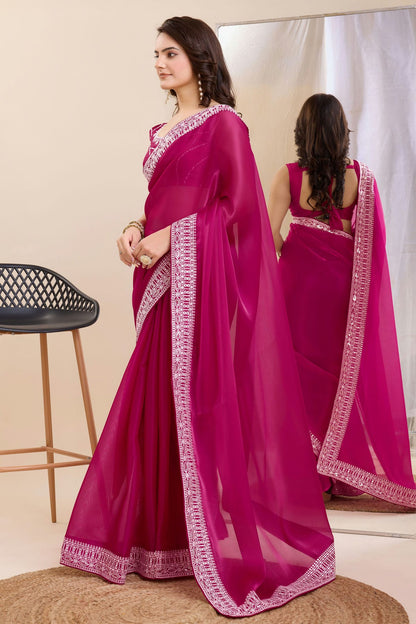 Magenta Colour Silk Saree