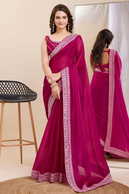 Magenta Colour Silk Saree