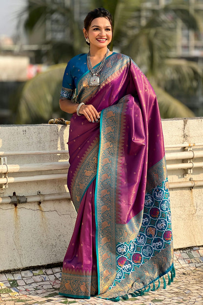 Magenta-Colour-Tissue-Traditional-Saree-VSSD1112592