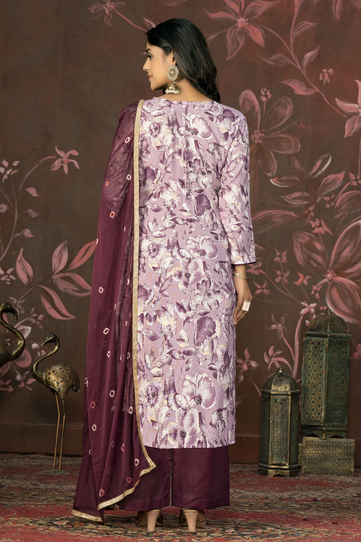 Magenta Colour Unstitched Jam Cotton Straight Suit