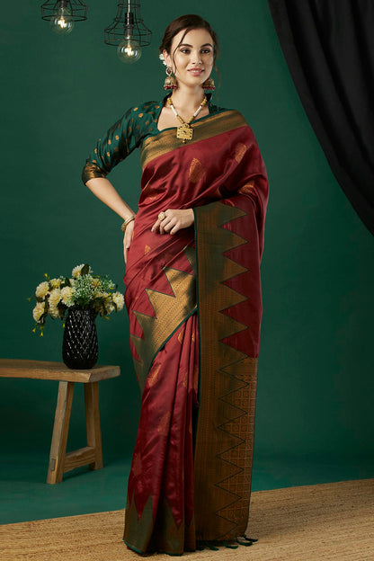 Maroon Colour Banarasi Silk Traditional Saree