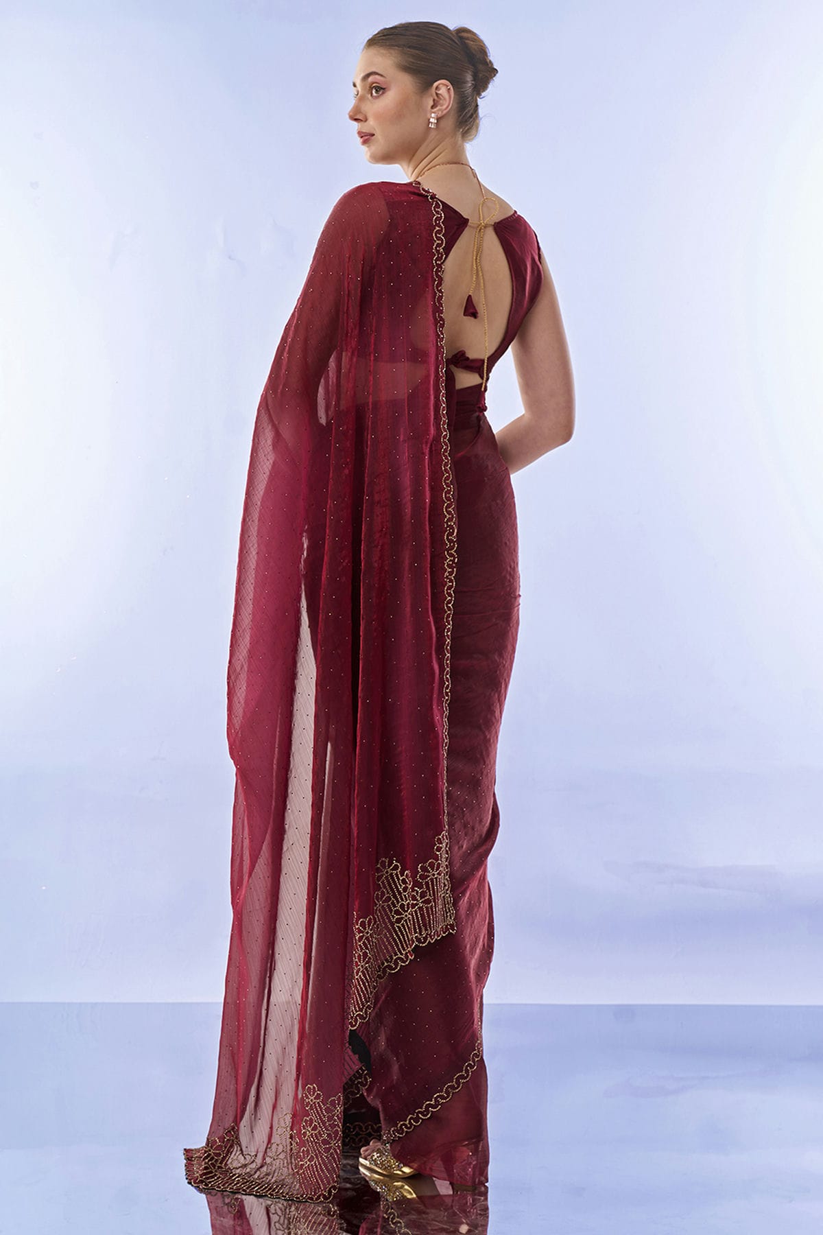 Maroon Colour Burburry Saree