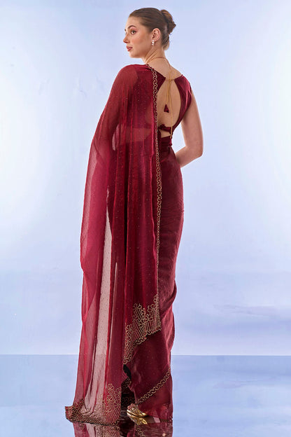 Maroon Colour Burburry Saree