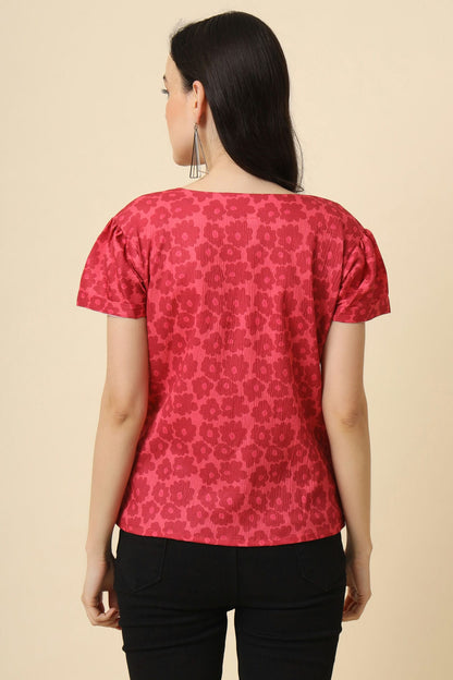 Maroon Colour Crepe Readymade Top