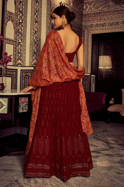 Maroon Colour Embroidery Georgette Lehenga Choli