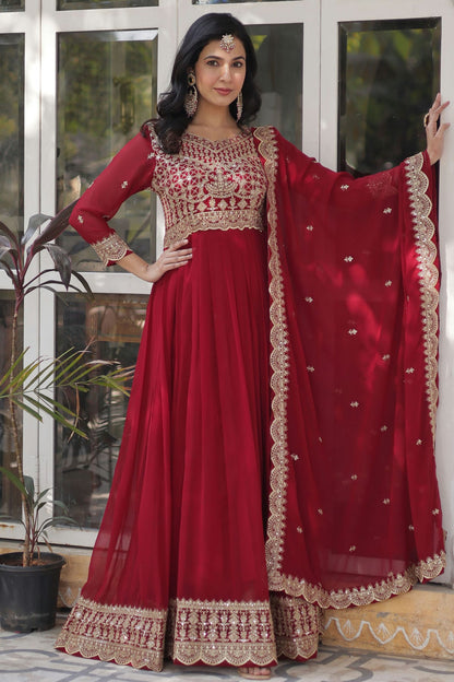 Maroon-Colour-Faux-Georgette-Fabric-Stitched-Gown-VSGW1112367