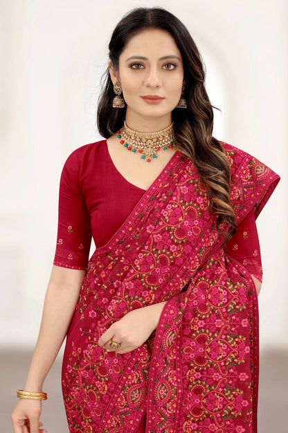 Maroon Colour Georgette Designer Saree