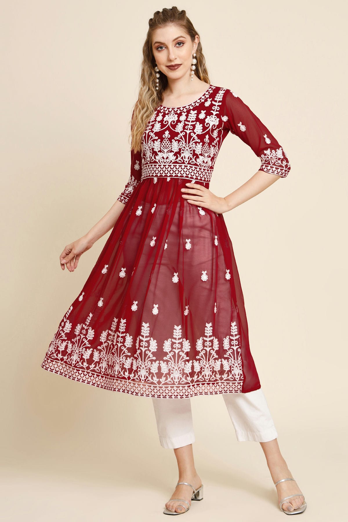 Maroon Colour Georgette Kurti