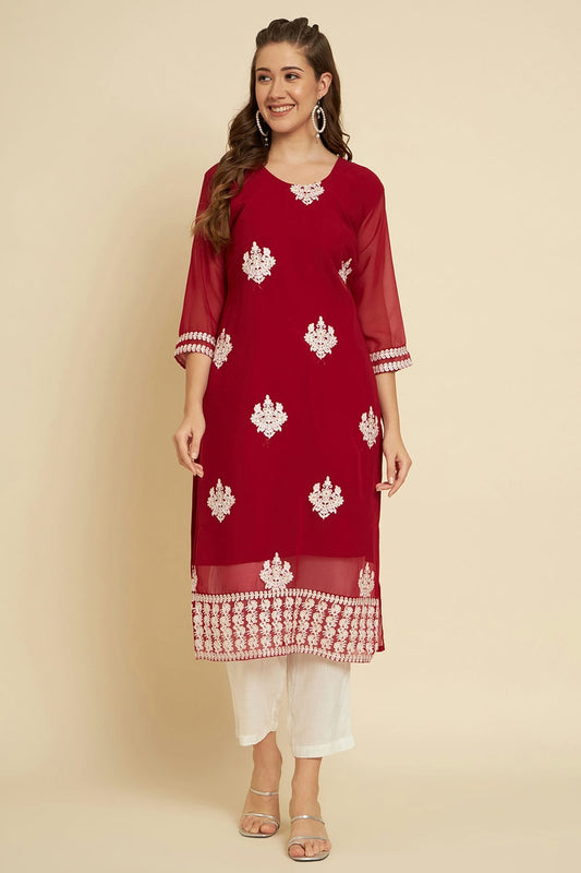 Maroon Colour Georgette Kurti