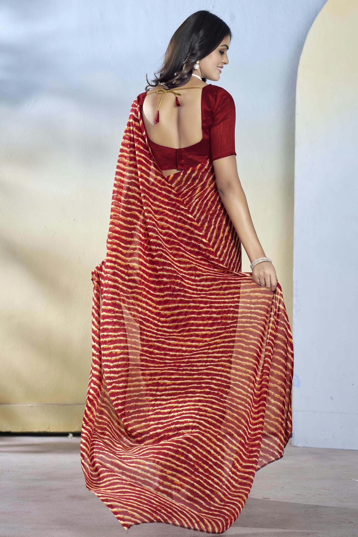 Maroon Colour Georgette Ready To Wear Saree VSSD1111695