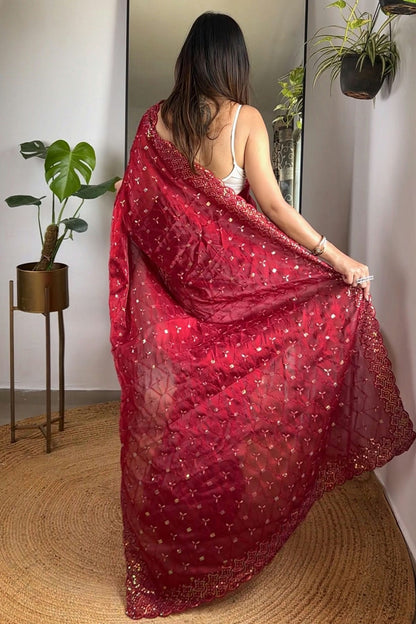 Maroon Colour Jimmy Choo Designer Saree