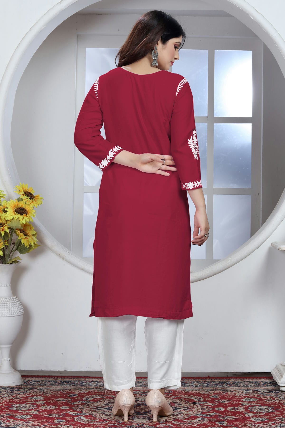 Maroon Colour Rayon Kurta And Pant Set VSKR1111335