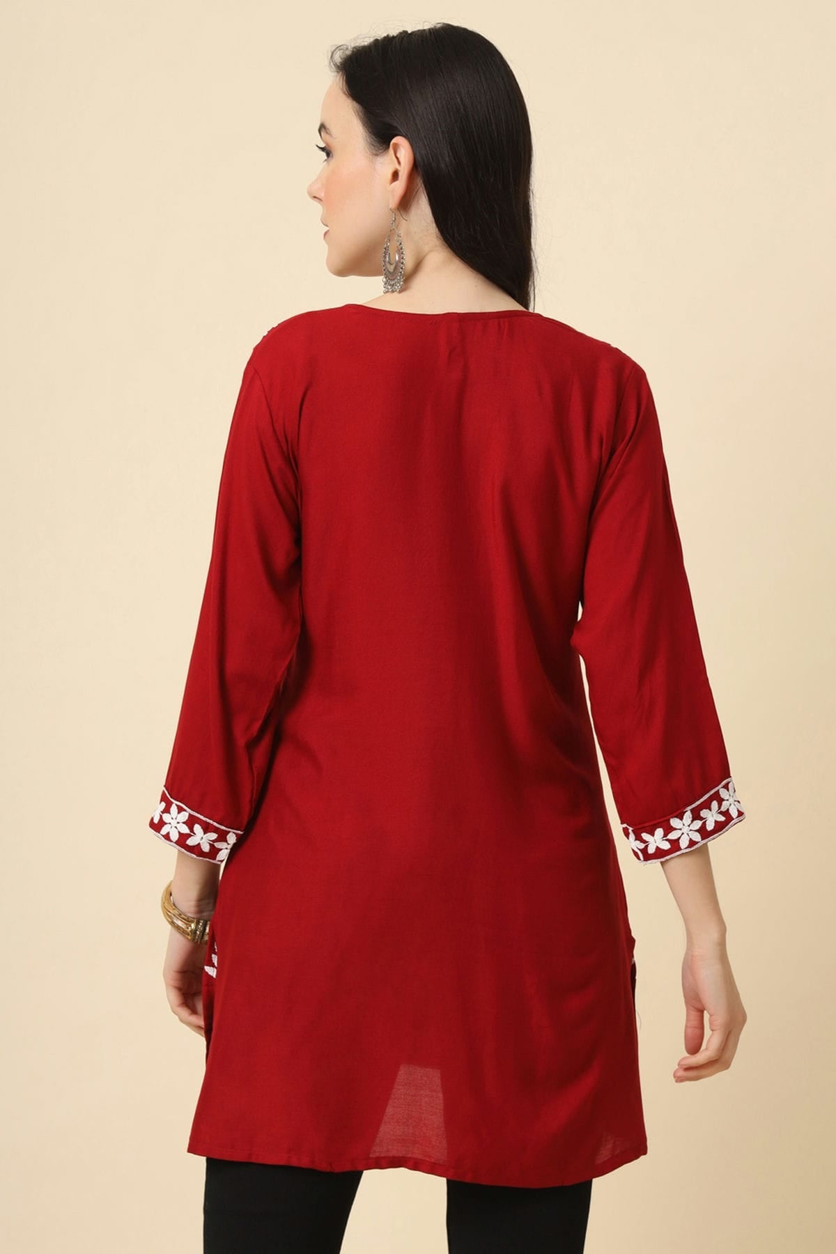 Maroon Colour Rayon Readymade Top VSTP1110832