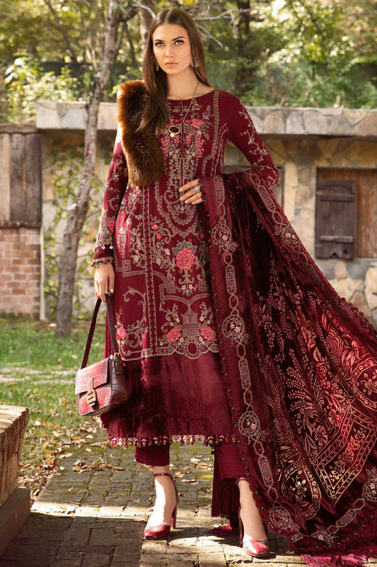 Maroon Colour Rayon Semi Stitched Pakistani Suit