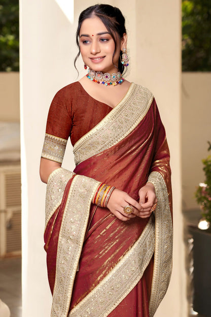 Maroon Colour Silk Designer Saree