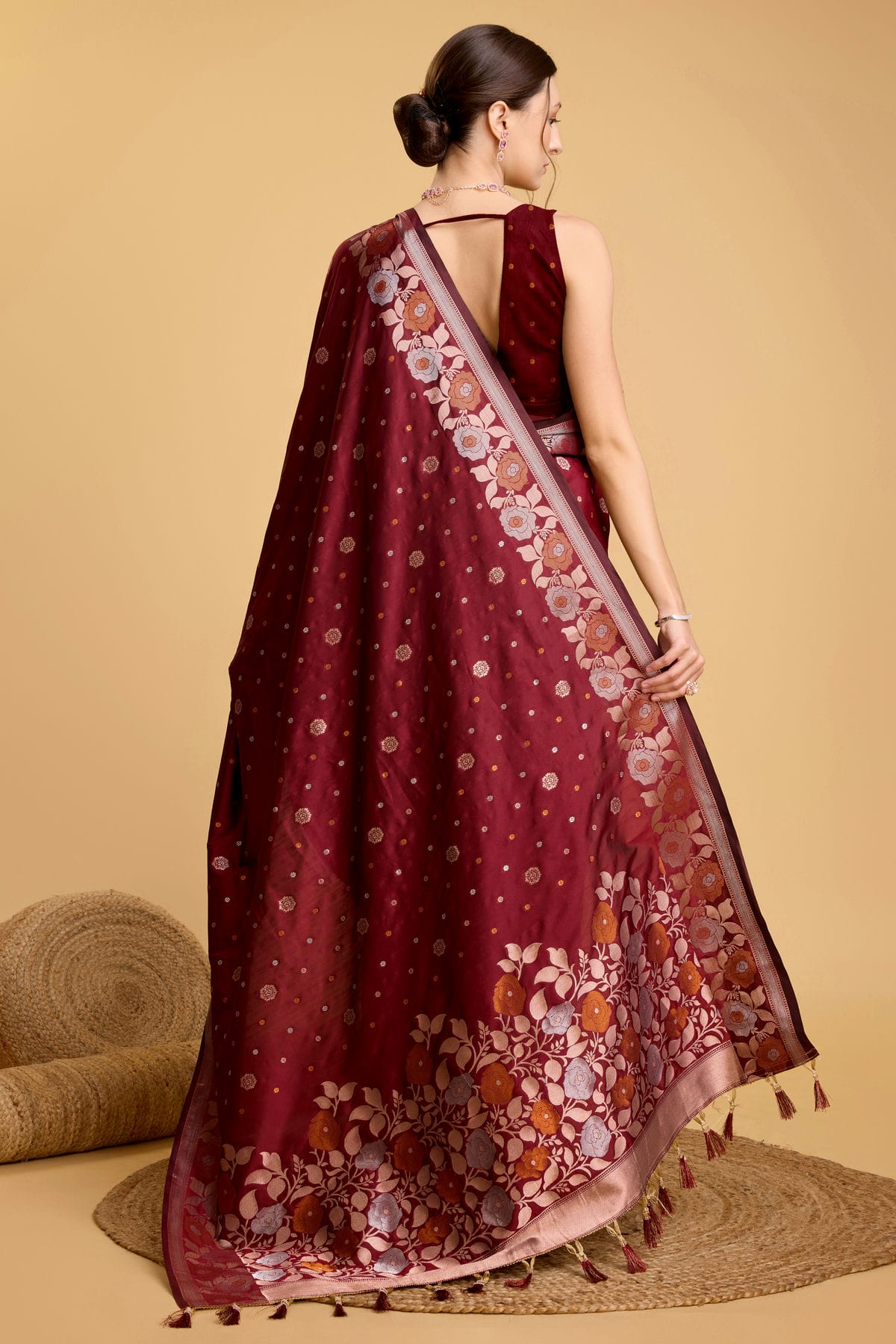 Maroon Colour Silk Saree