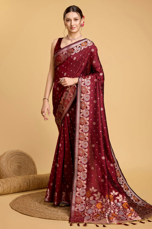 Maroon Colour Silk Saree