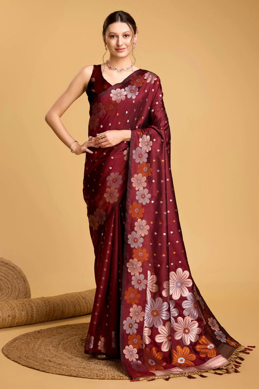 Maroon Colour Silk Saree