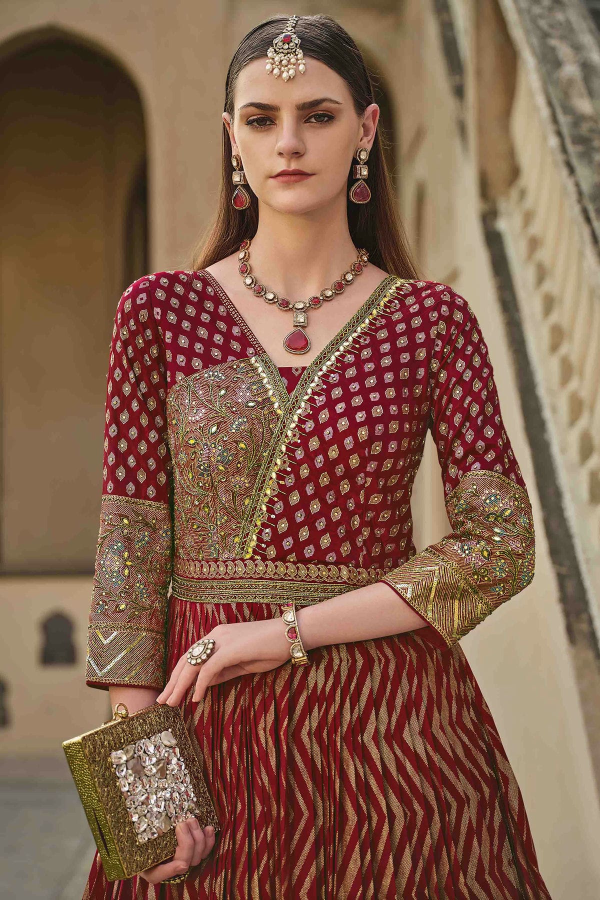 Maroon Colour Smooth Silk Gown VSGW1140793