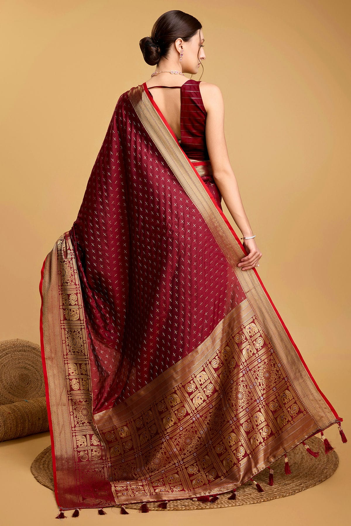 Maroon Colour Soft Silk Saree