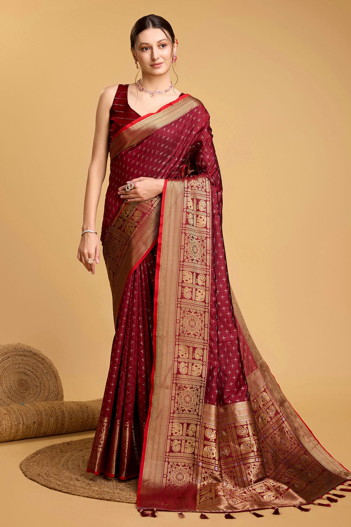 Maroon Colour Soft Silk Saree