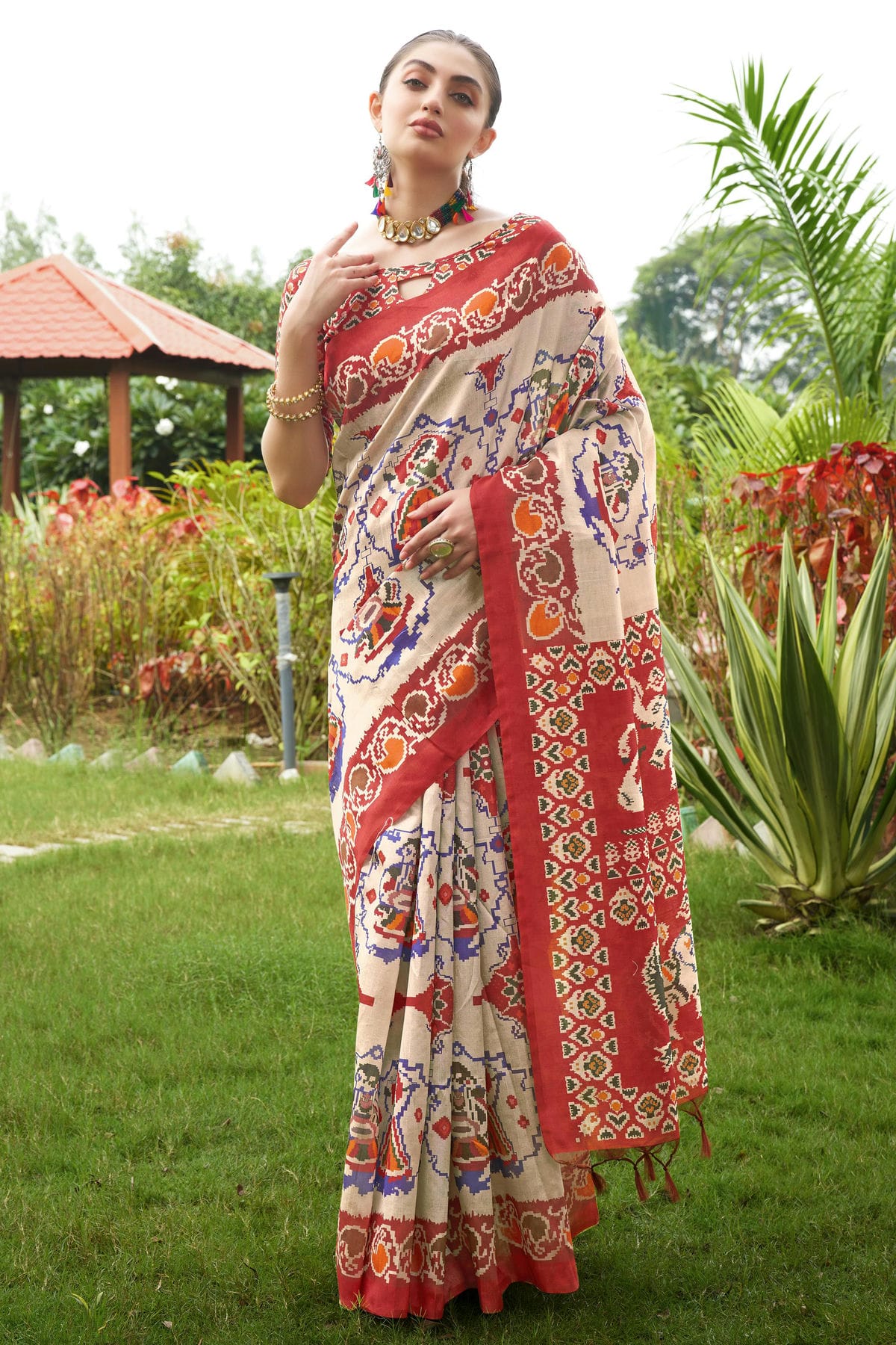 Maroon Colour Tussar Silk Printed Saree