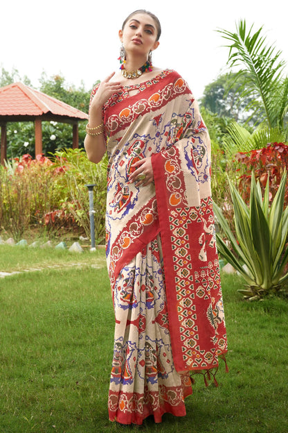 Maroon Colour Tussar Silk Printed Saree