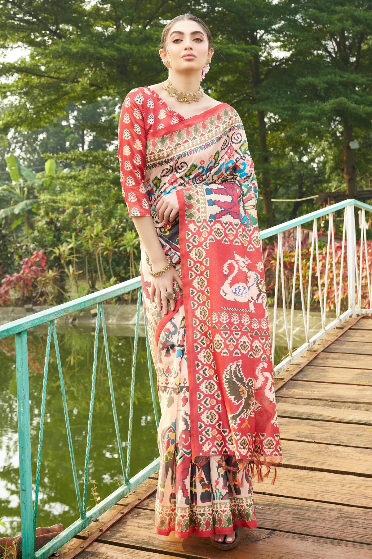 Maroon Colour Tussar Silk Printed Saree