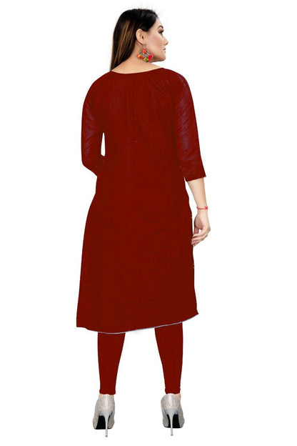 Maroon Colour Unstitched Chanderi Straight Suit