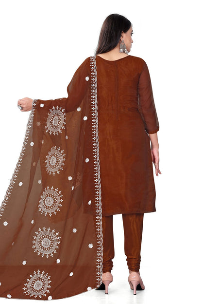 Maroon Colour Unstitched Organza Churidar Suit