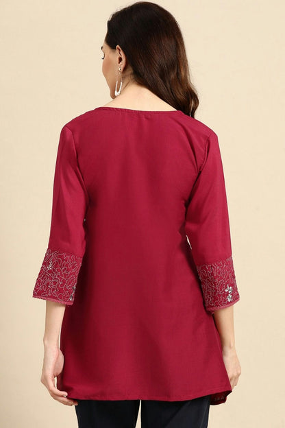 Maroon Colour Viscose Rayon Readymade Top