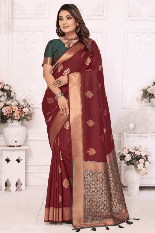 Maroon-Colour-Woven-Work-Lichi-Soft-Silk-Traditional-Saree-VSSD1250313