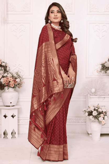 Maroon Colour Woven Work Soft Silk Traditional Saree VSSD1250280