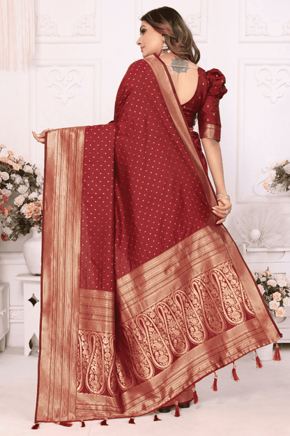 Maroon Colour Woven Work Soft Silk Traditional Saree VSSD1250280