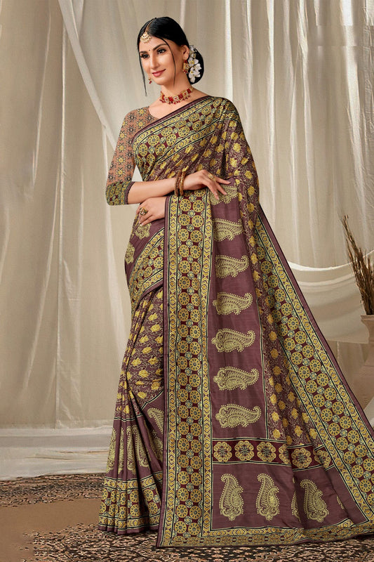 Mauve Colour Art Silk Printed Saree