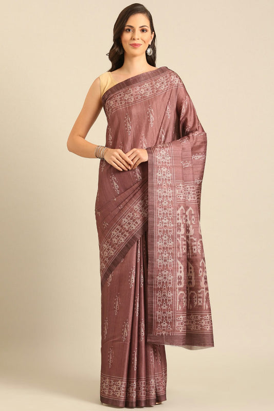 Mauve Colour Cotton Banglori Handloom Silk Saree