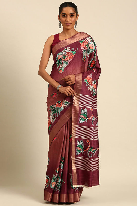 Mauve Colour Cotton Printed Saree