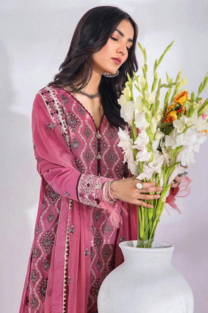 Mauve Colour Cotton Semi Stitched Pakistani Suit