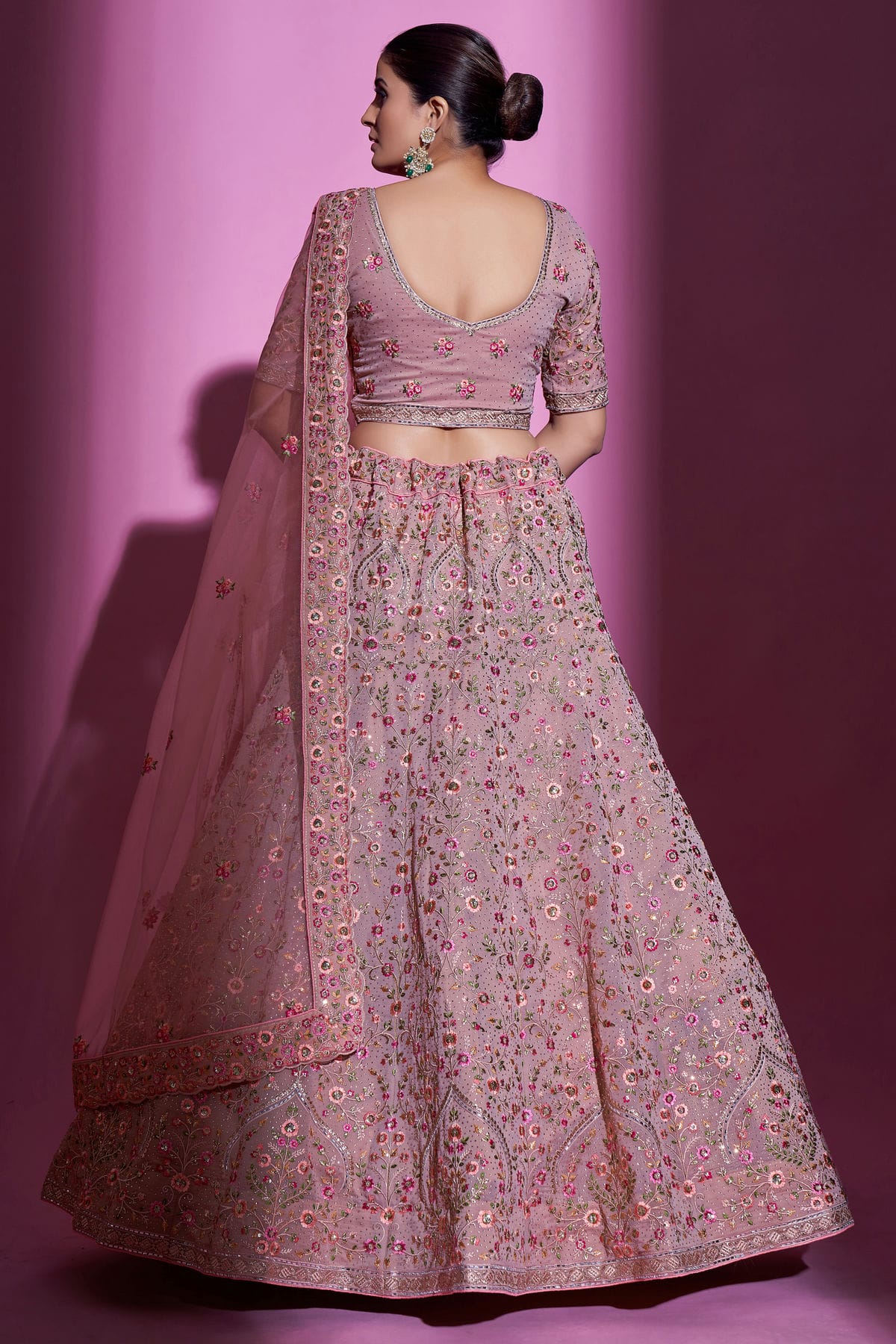 Mauve Colour Embroidery Georgette Lehenga Choli