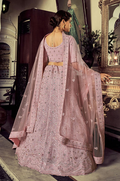 Mauve Colour Embroidery Georgette Lehenga Choli