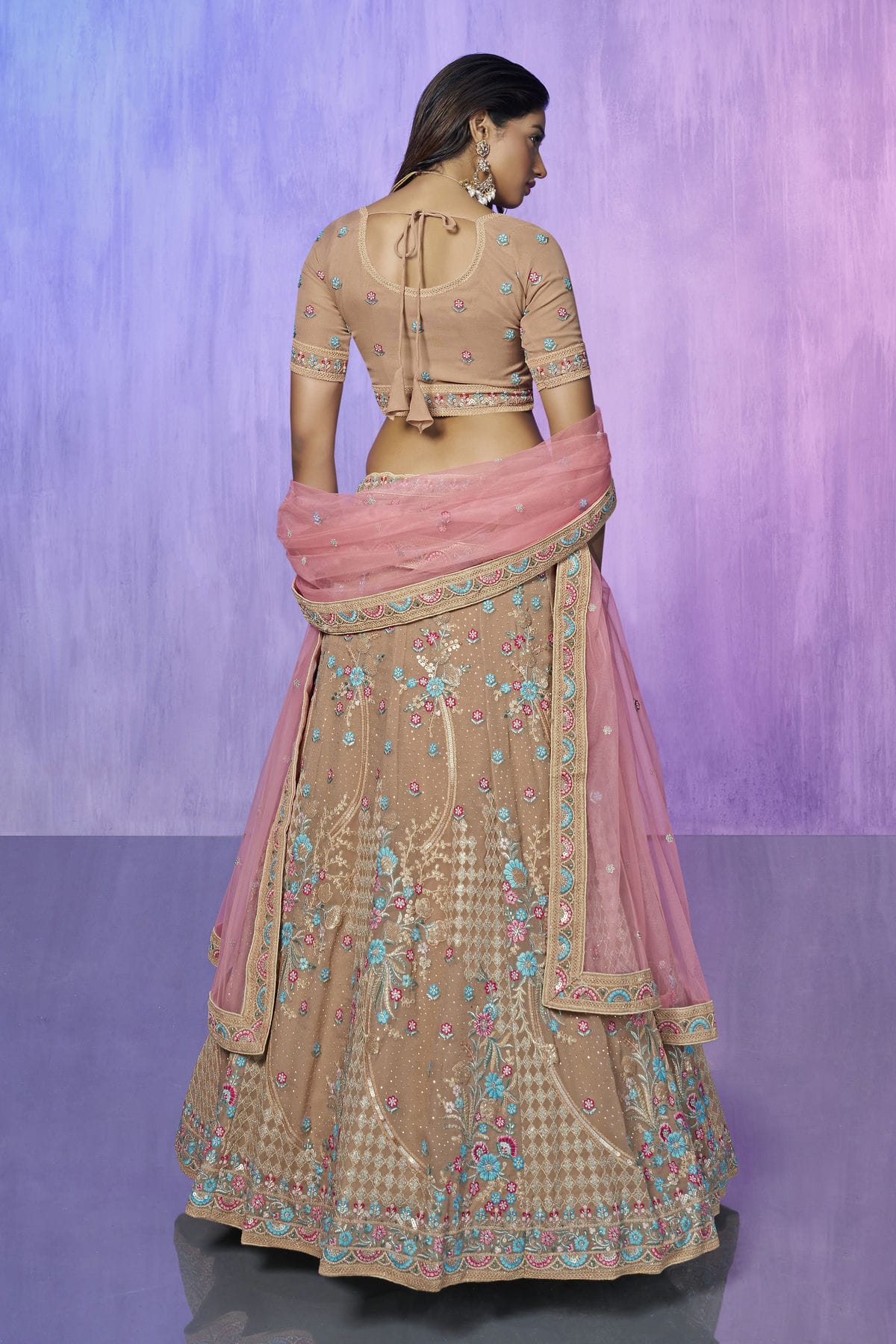 Mauve Colour Embroidery Georgette Lehenga Choli