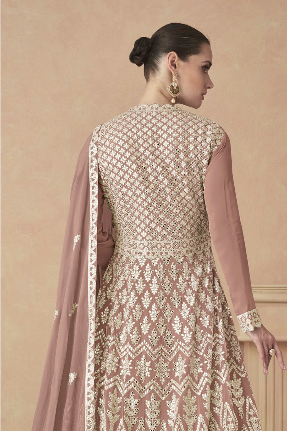 Mauve Colour Faux Georgette Anarkali Suit