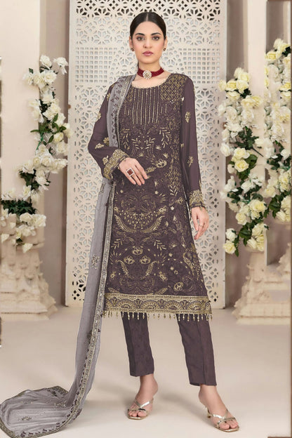 Mauve Colour Faux Georgette Pakistani Suit