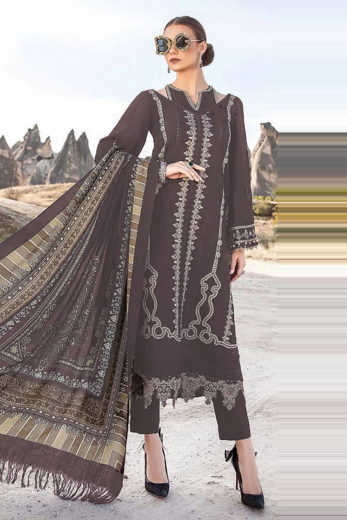 Mauve Colour Faux Georgette Pakistani Suit