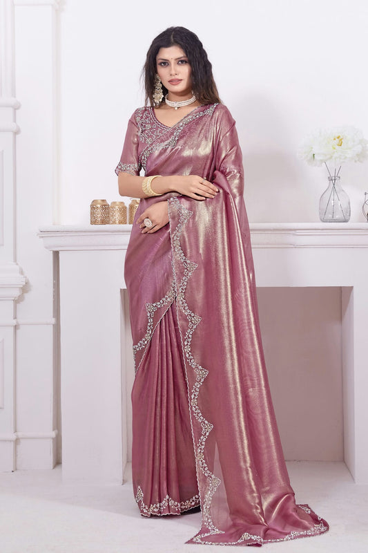 Mauve Colour Net Designer Saree