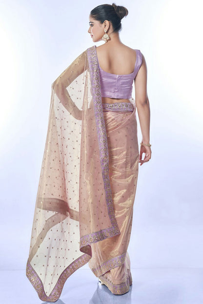 Mauve Colour Net Designer Saree