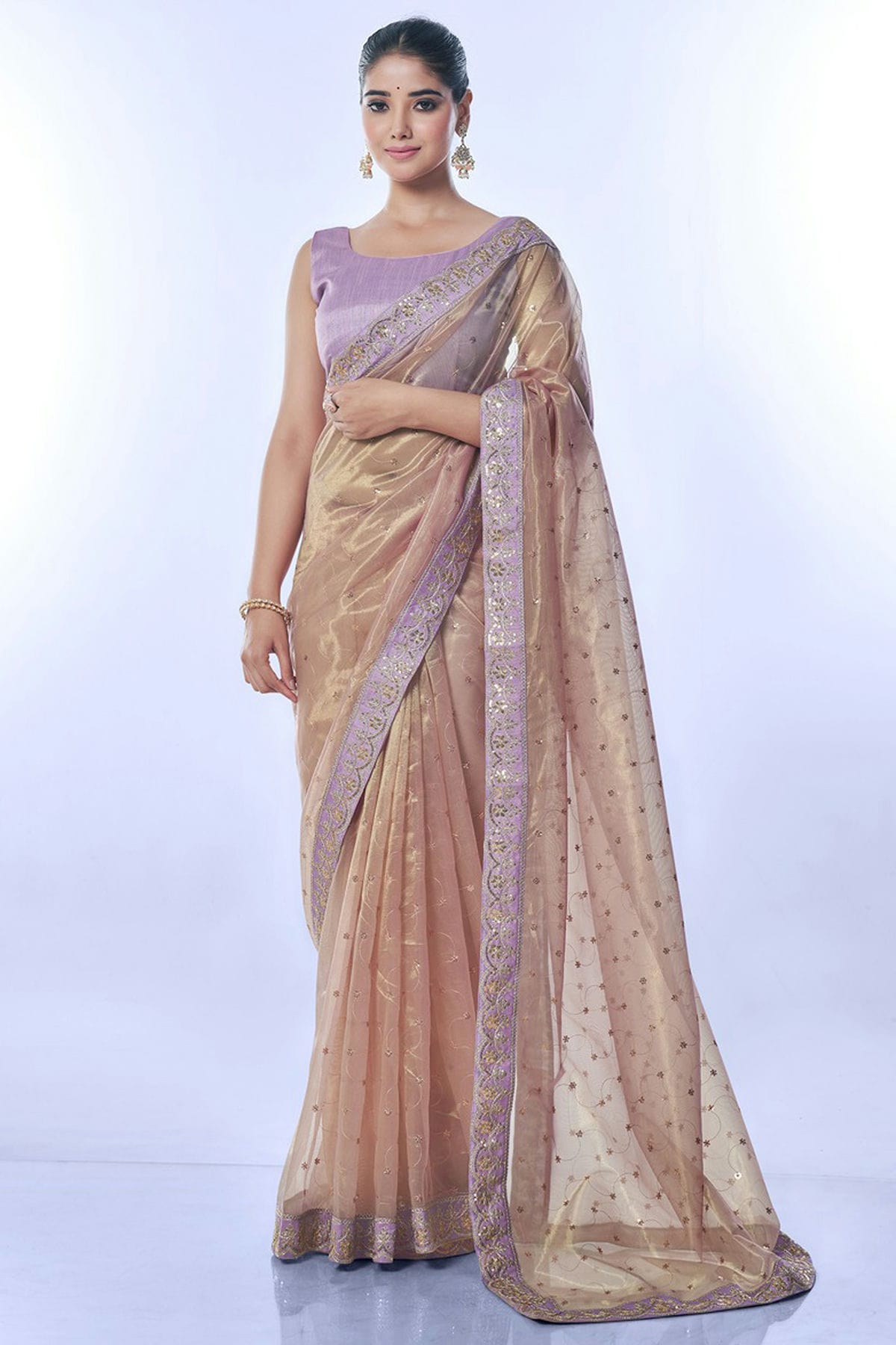 Mauve Colour Net Designer Saree